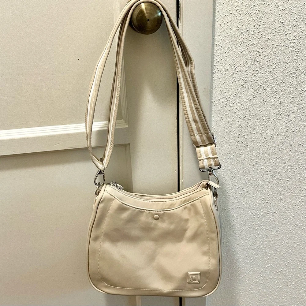 IHKWIP Side Stripe Saddle Crossbody Nylon Bag Sand Beige